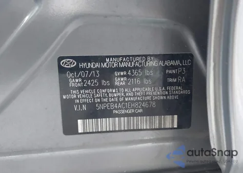 2014 Hyundai Sonata Gls from USA, damaged, VIN 5NPEB4AC1EH824678